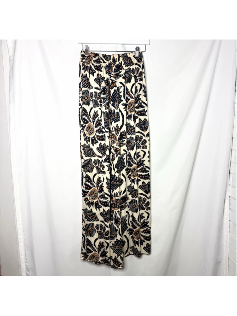 Women's OMIKA Wide Leg Pants XS White Black Floral